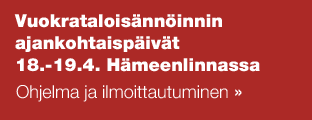 Vuokrataloisännöinnin  ajankohtaispäivät 18.-19.4. Hämeenlinnassa Ohjelma ja ilmoittautuminen